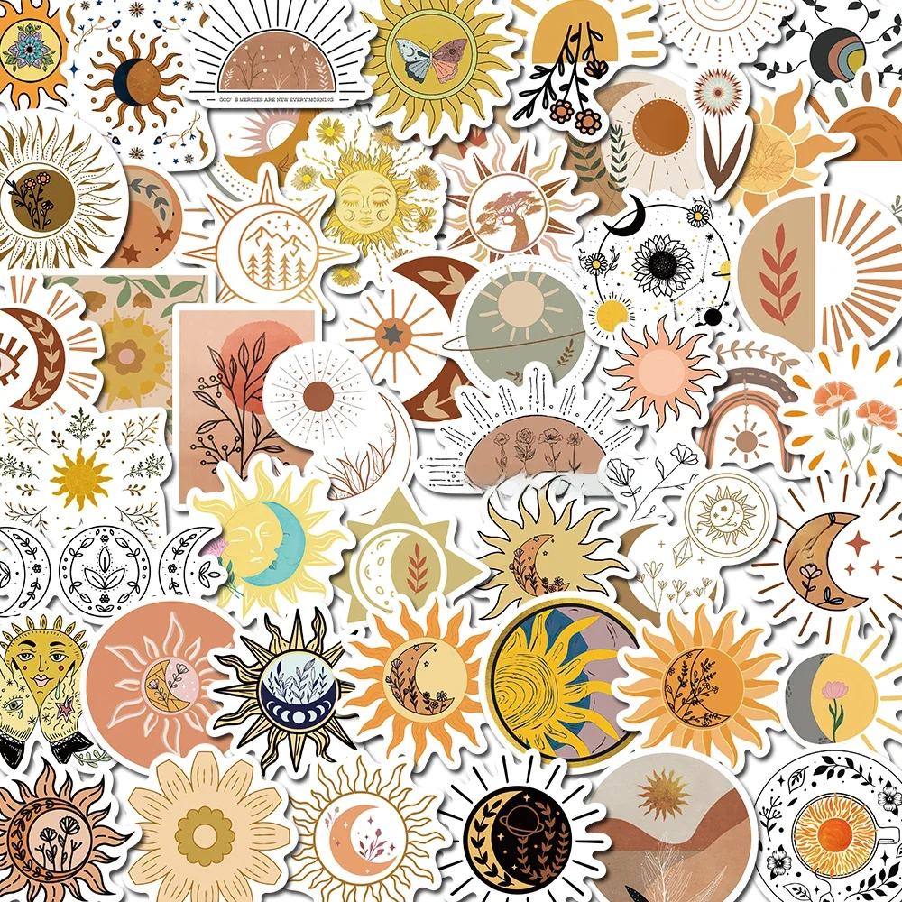 10/50100 pièces fleur esthétique soleil autocollants Vintage pour bricolage cahier guitare Scrapbooking moto ordinateur portable bagages Graffiti décalcomanies