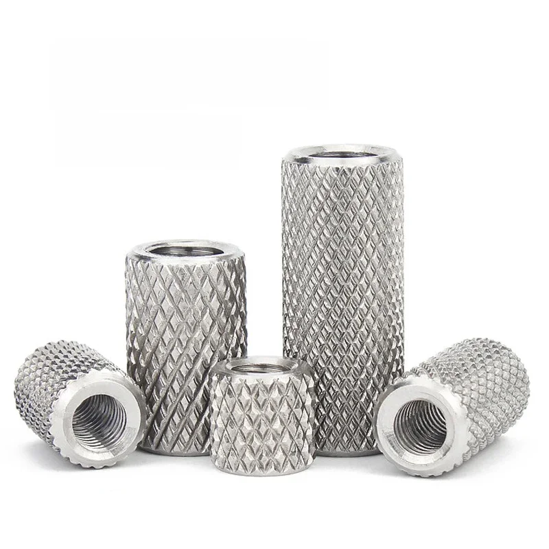 Écrou de couplage rond moleté M3 M4 M5 M6 M8 M10- M16, écrous de serrage au pouce à longue extension en acier inoxydable, 2/ 5 pièces