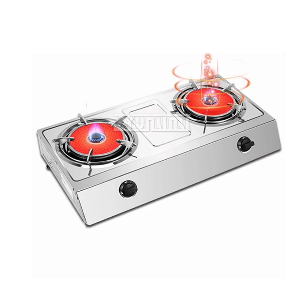 

H2-T06 Household Stainless Steel Infrared Gas Cooktop Desktop Liquefied Gas Double Stove