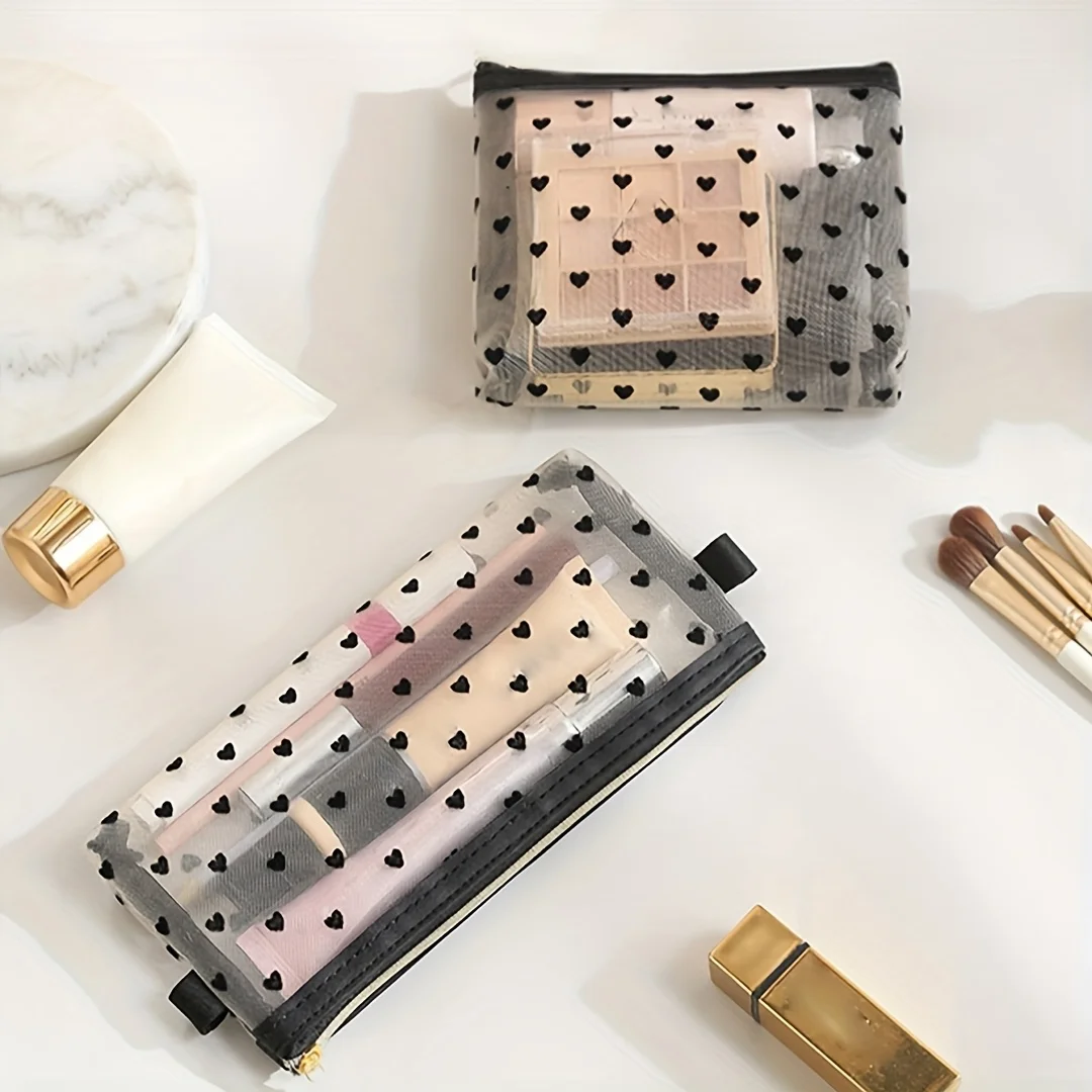 Mesh Travel Cosmetic Storage Bag Easy to Clean Makeup Bag Toiletries Transparent Wash Bag Brush Storage Bag Beach Bag for Girl