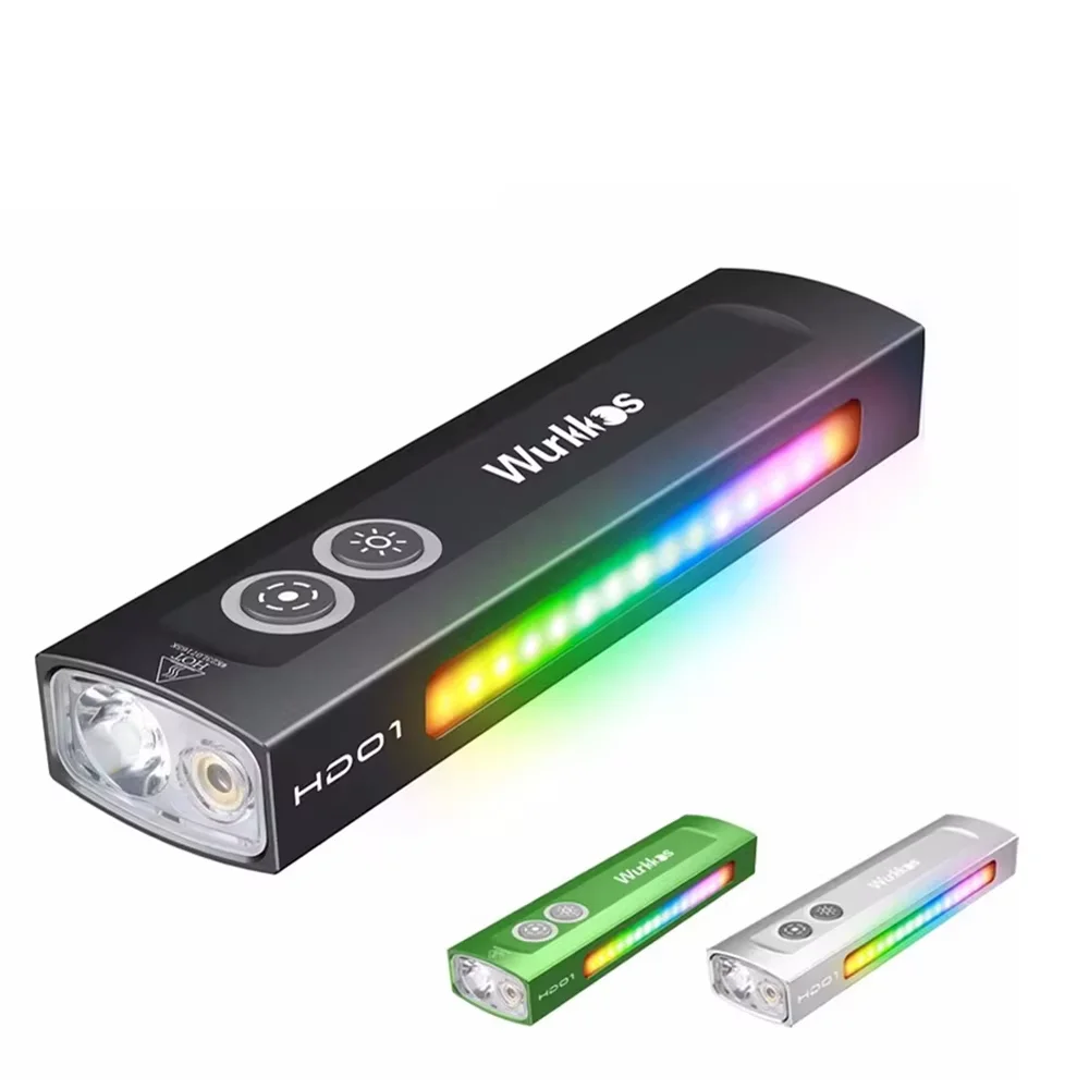 Wurkkos HD01 مصباح يدوي متعدد الوظائف قابل لإعادة الشحن 1200 LM شعلة مسطحة مع ضوء أبيض أخضر 90CRI ضوء جانبي RGB IP65 #1