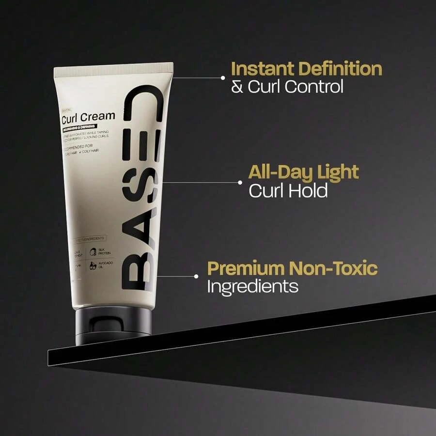 BASED Curly Duo Premium Non-Toxic Curl Cream & Leave-In Conditioner Bundle - Defines Curls, Controls Frizz, Medium Hold with Agave & Silk Protein, Instant Hydration & Nourishment, No Harsh Substances image 2