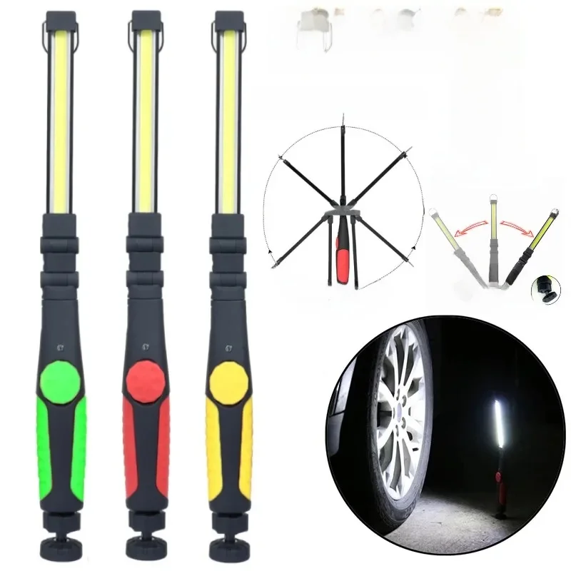 Lampe de travail COB rechargeable LED 360, 1/2/4 pièces ° Lampe de poche pliante rotative, lampe à poignée Super brillante pour éclairage de réparation automobile