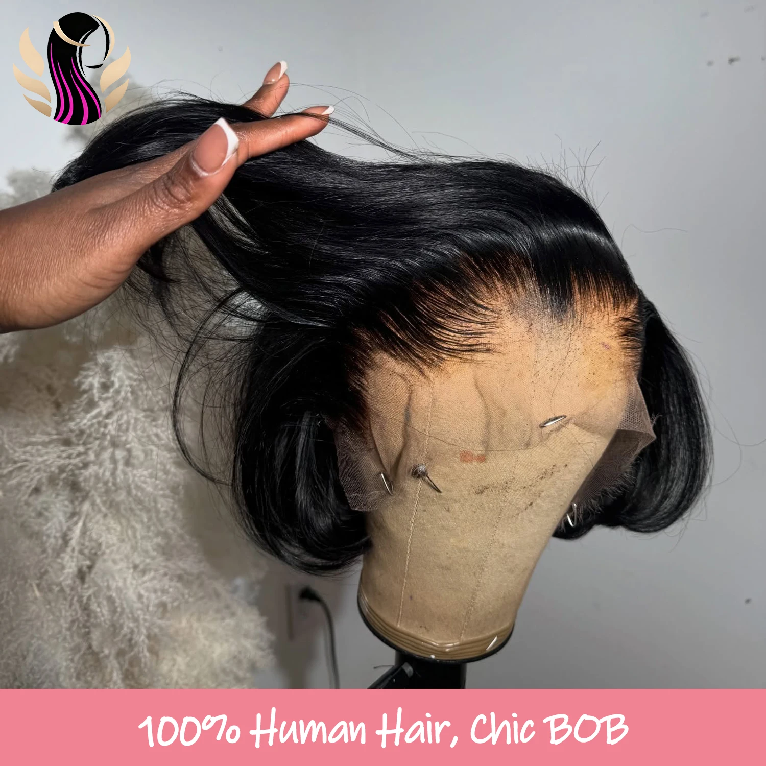 Hair Care Works - شعر مستعار قصير بوب من الشعر