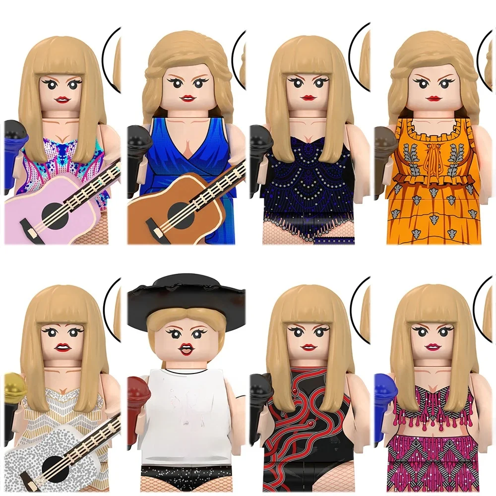 Blocs de construction de chanteur, briques de construction d'étoiles, Figurine, poupée en mosaïque de petites particules, jouet cadeau d'anniversaire pour enfants, jouets de noël