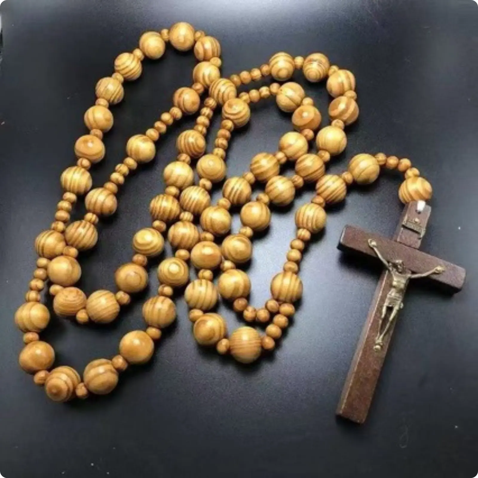 2Pcs Wood Prayer Bead Hanging Cross Religious Decoration for Car Hanging Charm Christmas Gift Home 97cm - view 6