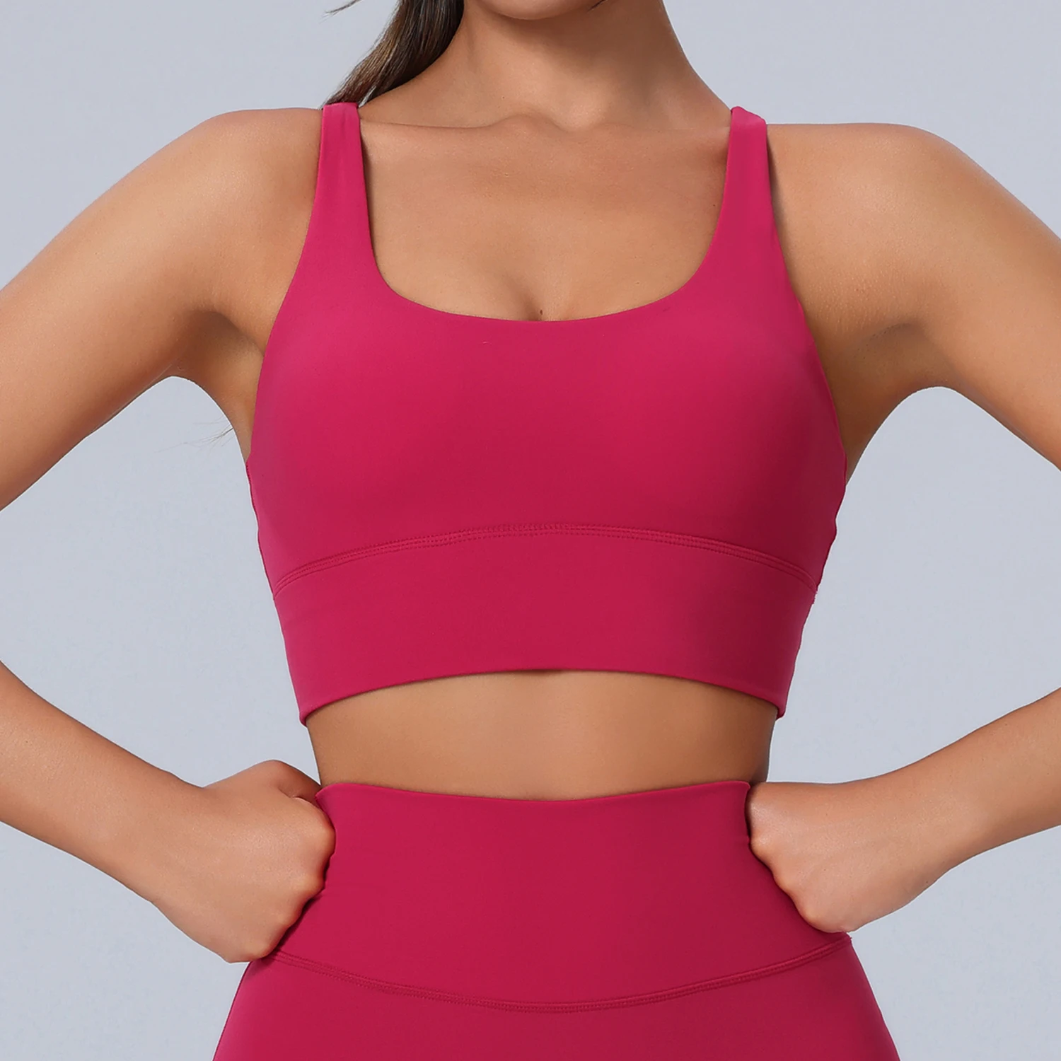 Shockproof Sports Bra Nude Sanding Elastic Yoga Vest Sling Beautiful Back Sports Fitness Bra