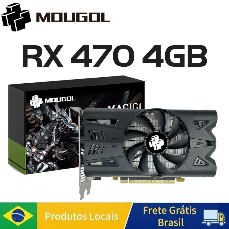 MOUGOL RX 470 Graphics Cards AMD Radeon RX470 4G GDDR5 256bit Video Card HDMI+DP+DVI For Desktop Gaming Computer components GPU