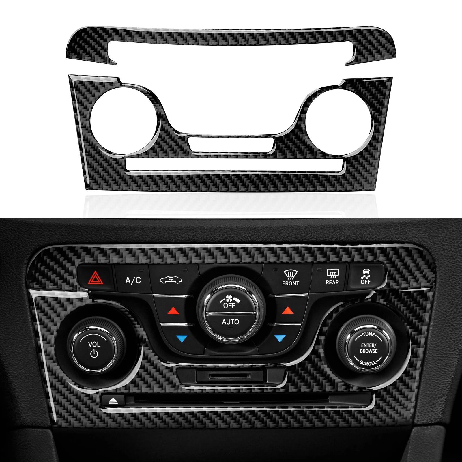 

Car Center Console Air Conditioner Volume Switch Panel Trim Decal Sticker for Dodge Charger 2011-2014 Carbon Fiber Accessories