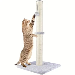 Cat Scratching Post, Claw Scratcher With Sisal Rope And Covered With Soft Smooth Plush, Vertical Scratch, Modern Stable Design