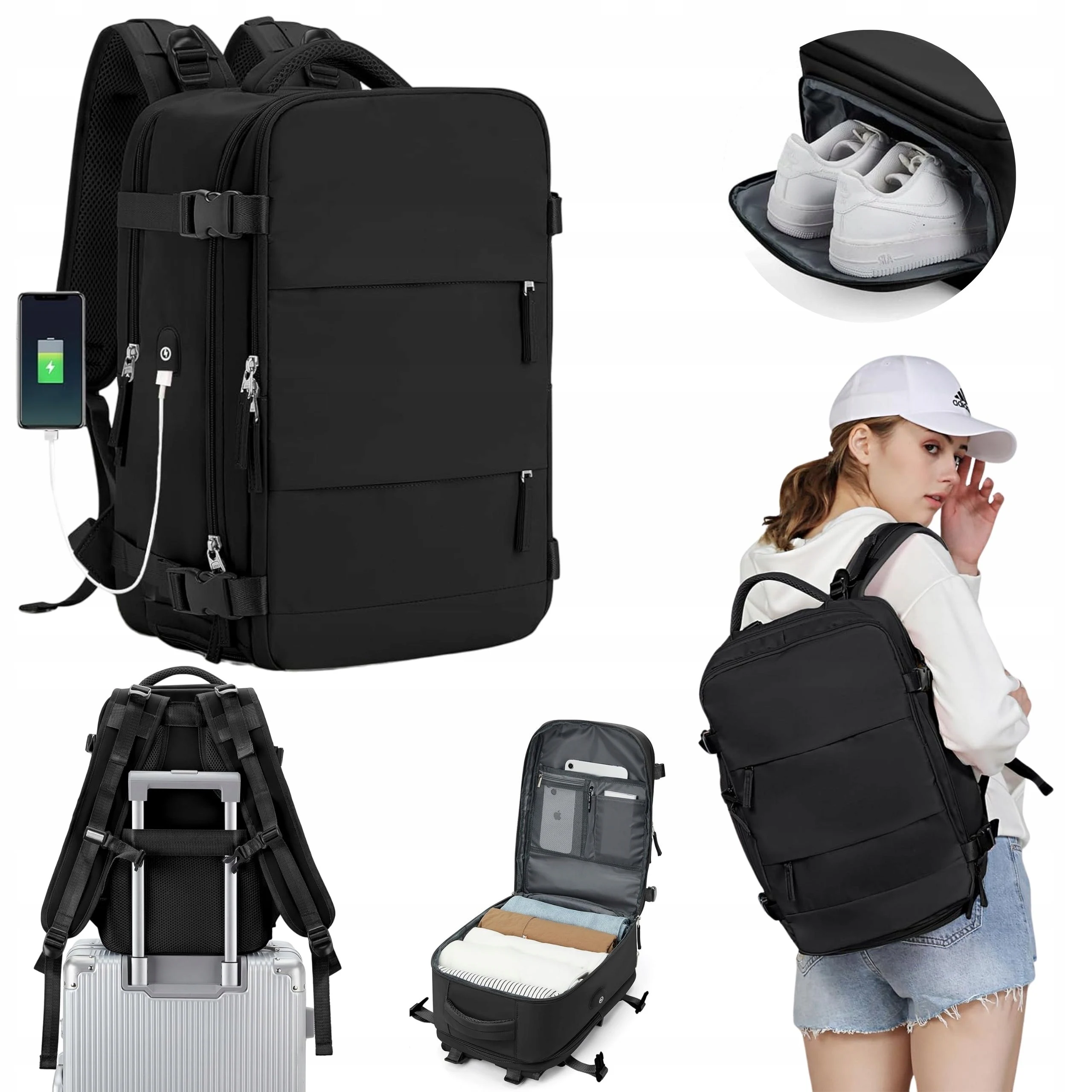 Men Women Travel Backpack, Ryanair 40x20x25 Airplane Weekend Backpack, Waterproof Backpack