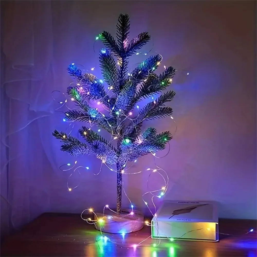 1PC 50/100LED Fairy Lights Waterproof Battery Box Operated with 8 Modes,Copper Wire String Lights for Room Patio,Wedding,Party