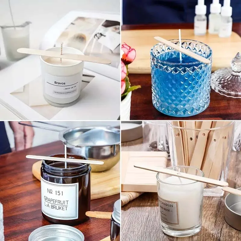 50 قطعة/المجموعة خشبية لكمة شمعة الفتيل المثبت حامل مع ثقب ، عصا ضوء الفتيل تثبيت كليب