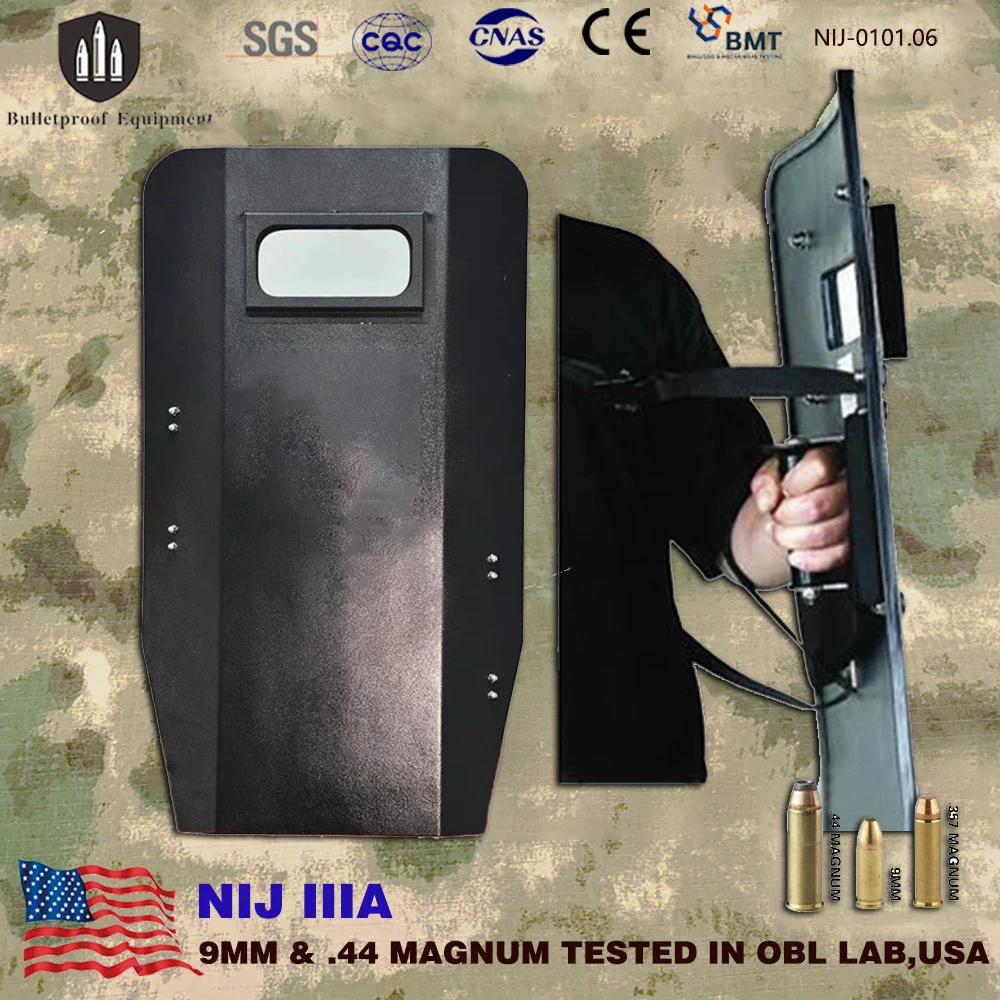 

Truly ISO Ultra LightWeight Steel NIJ IIIA .44 Shield Protective Bulletproof Ballistic RIOT Shield Tactical Combat