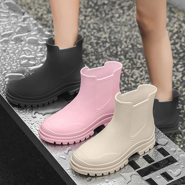 Women Rain Boots PVC Summer waterproof paintwork with inner heel lightweight women's beauty boots