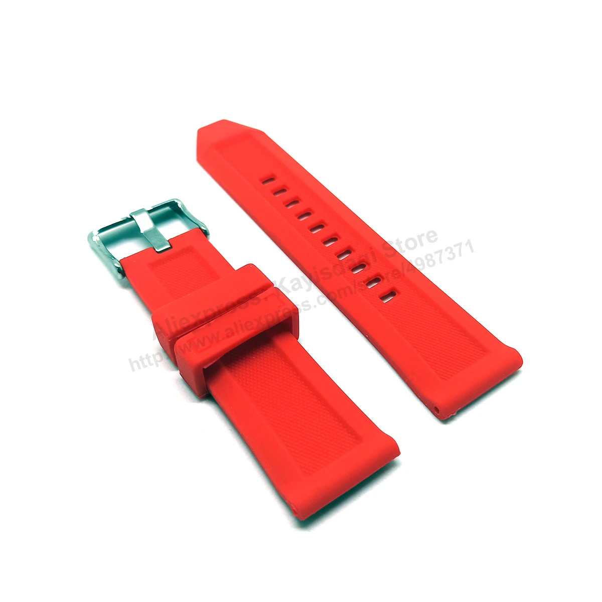 Diesel DZ4481 , DZ4388 , DZ1589 , DZ1627 , DZ1900 , DZ1806 , DZT2006 Fits with 24mm Red Rubber Silicone Watch Strap Band