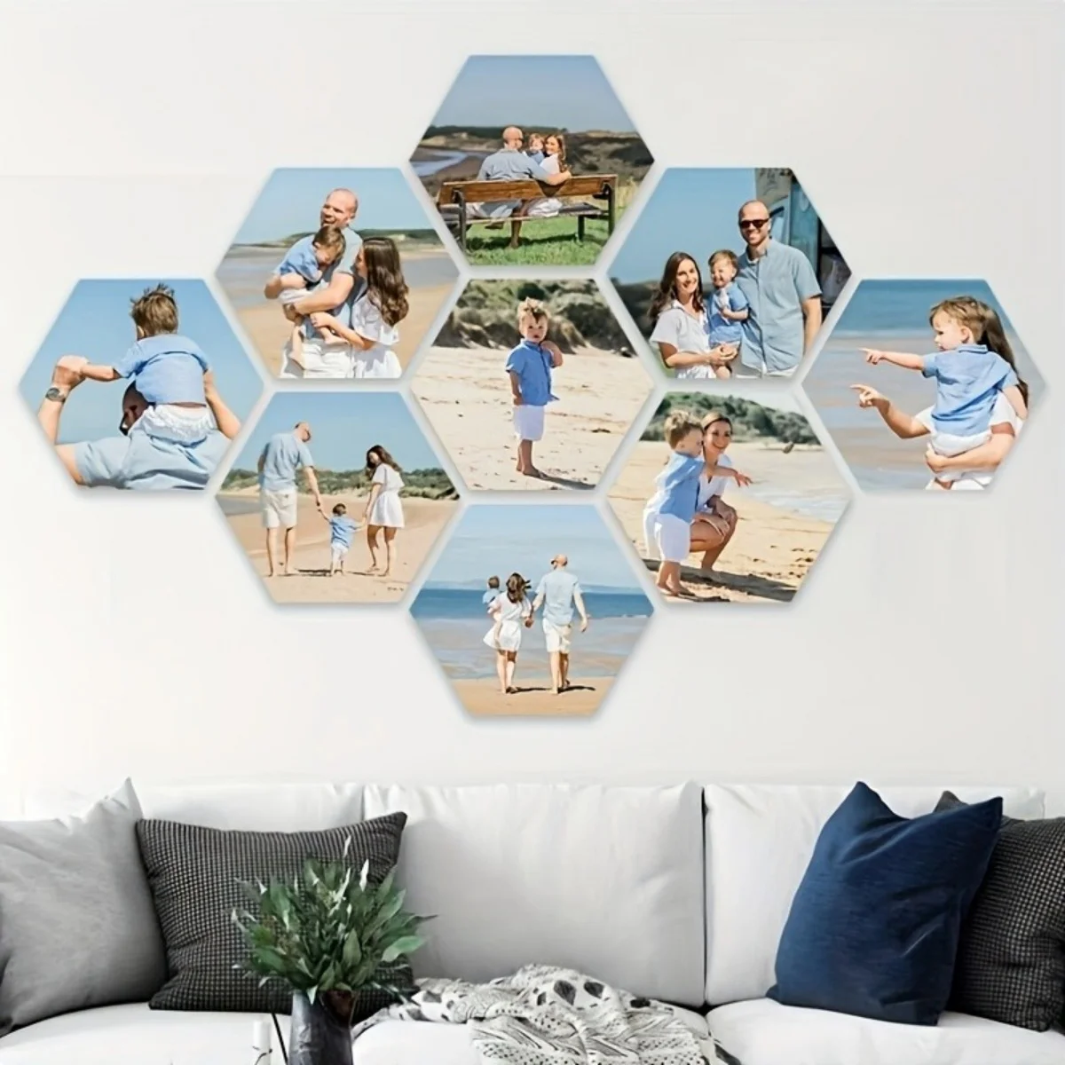 Custom Wall Decor — Modern Hexagonal Photo Prints. Available in a Variety of Sizes, Making Them the Perfect Choice for Home Deco view 2