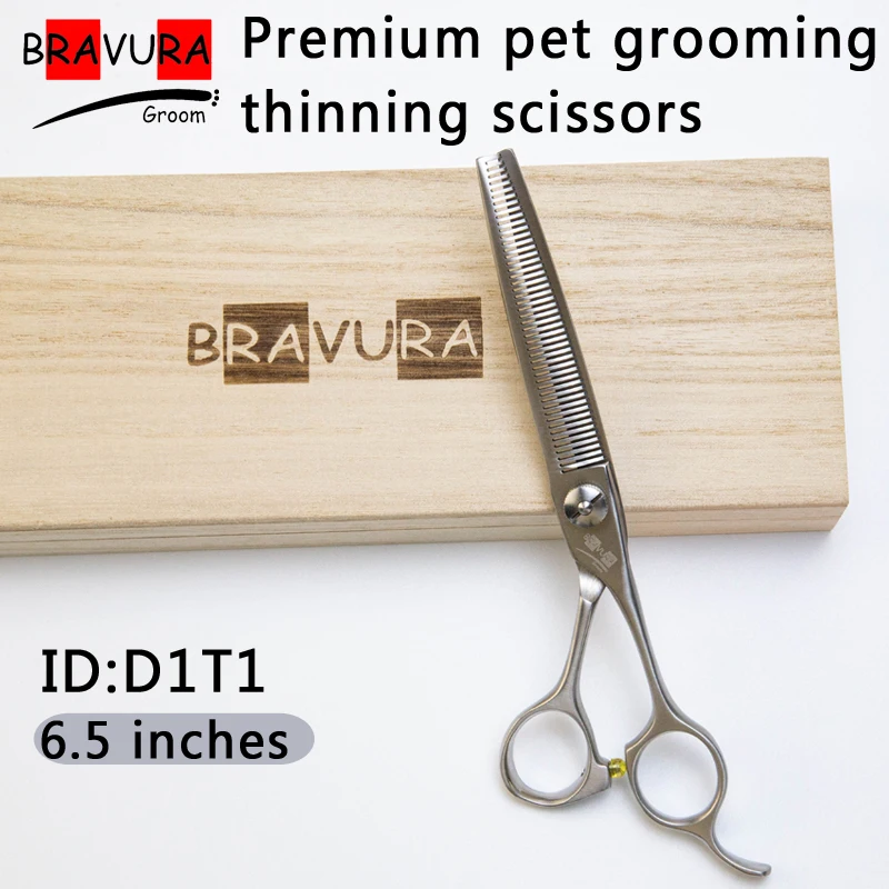 BRAVURA High-end 6.5 Inch Professional Dog Grooming Scissors  Thinning Shears for Dogs & Cats Animal Hair