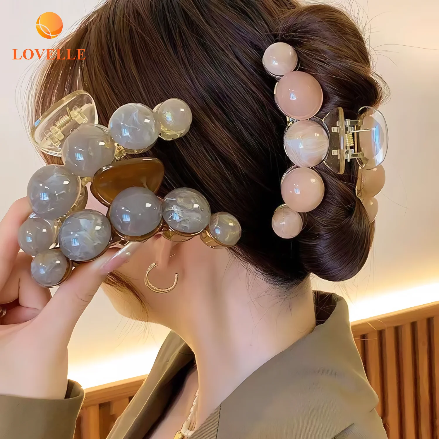 LOVELLO Hair Decoration 10CM Size High Quality Nonslip Acrylic Hair Claw Clip Colorful for Girls Lady Women Hair Using image 3