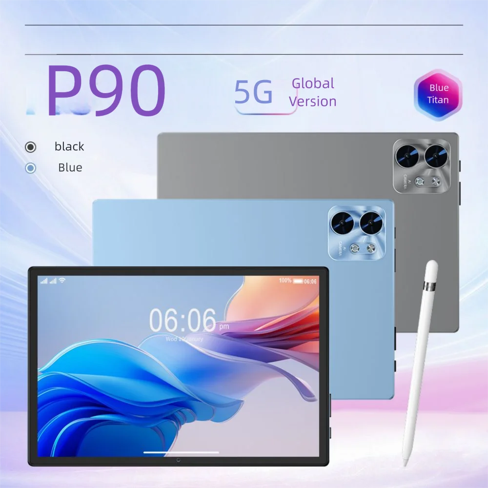 2025 لوحة جديدة P90 تابلت 11 بوصة 22 جيجابايت + 2 تيرا بايت تابلت أندرويد 16 سنابدراجون 8gen3 كمبيوتر لوحي التعرف على الوجه 20000 مللي أمبير 5G ثنائي الشريحة HD 4K Tab PC