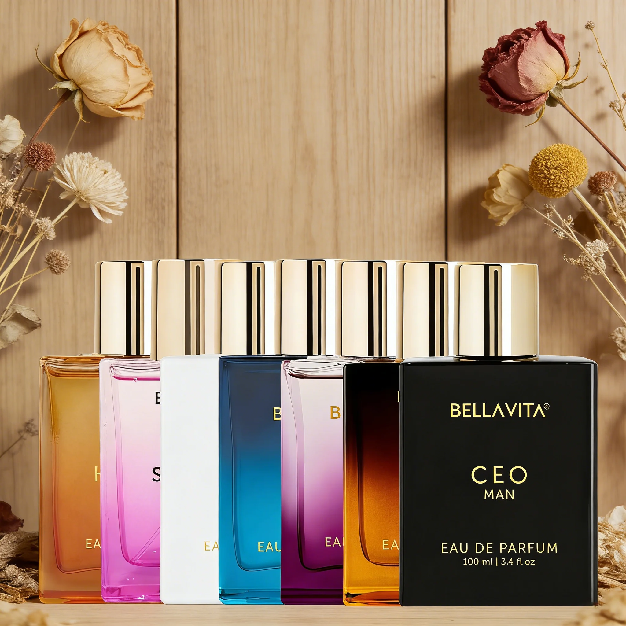 

BellaVita Luxury Honey White Oud Ceo GOAT Man Eau de Parfum SKAI AQUATIC DATE SENORITA WOMAN Arab Perfumes 100 ML