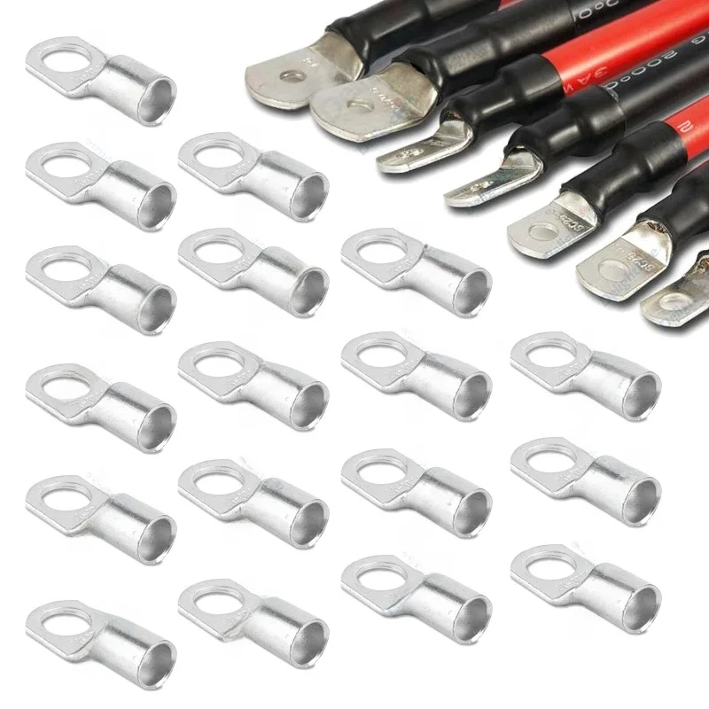 Bornes de fil en cuivre étamé, 6mm 8mm 10mm, connecteur de câble de batterie à sertir pour le soudage de fils électriques 10-35 mm2