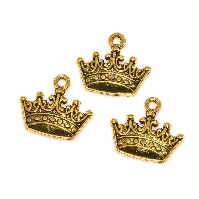 Wholesale 20pcs 5 Color Crown Charms Zinc Alloy Metal Pendants For DIY Necklace Bracelet Jewelry Accessories Making 18*15mm