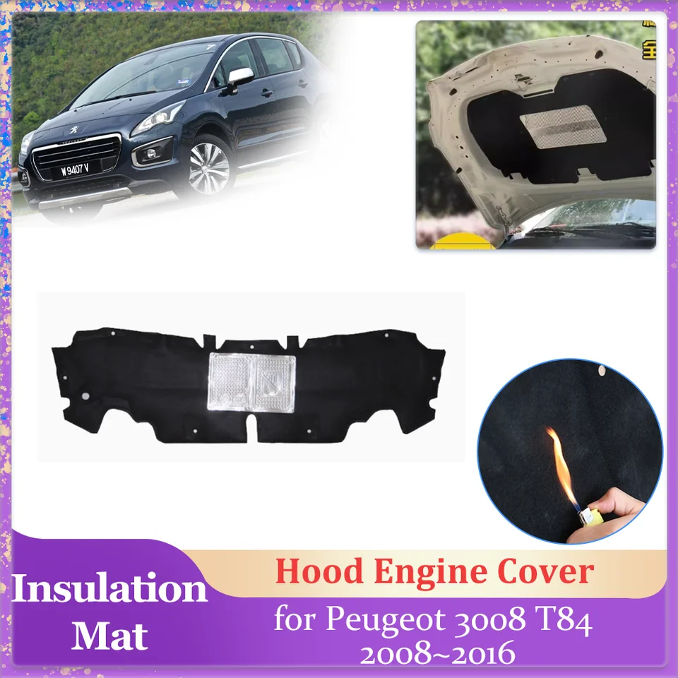 Tapis insonorisant pour Capot Avant Pour Peugeot 3008 P84 2016-2024 Housse Capot Moteur En Coton Isolant Thermique Et Insonorisant(Black A Tapis insonorisant pour Capot Avant Pour Peugeot 3008 P84 2016-2024 Housse Capot Moteur En Coton Isolant Thermique Et Insonorisant(Black A