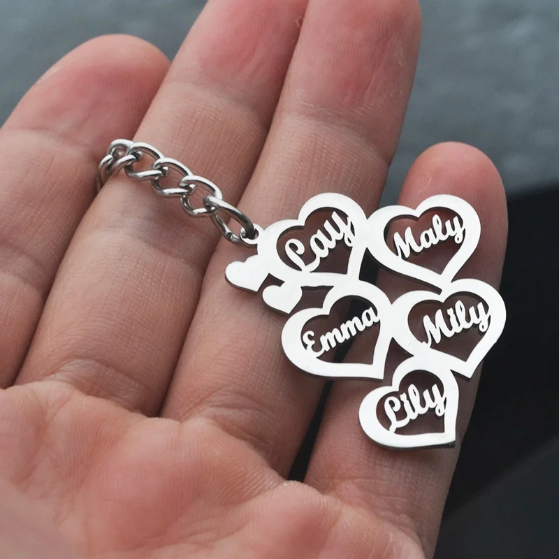 New Custom Name Love Keychain Personalized Family Member Multi Name Keychain Pendant Stainless Steel for Women Men Jewelry Gifts