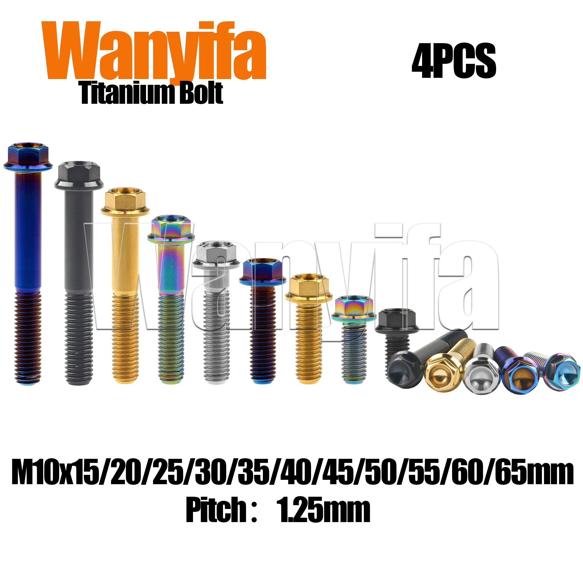 

Wanyifa Titanium Bolt M8x15/20/25/30/35/40/45/50/55/60/65mm Hex Flange Head Screws for Motorcycle Part Pitch 1.25mm