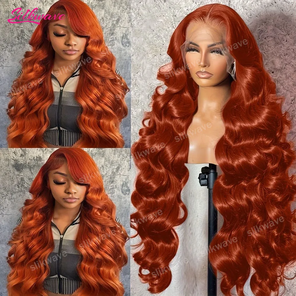 

Ginger Orange Body Wave Wigs Human Hair 13x4 13x6 HD Lace Frontal Wigs 200 Density #350 Water Wave Wig Pre Plucked Colored Wigs