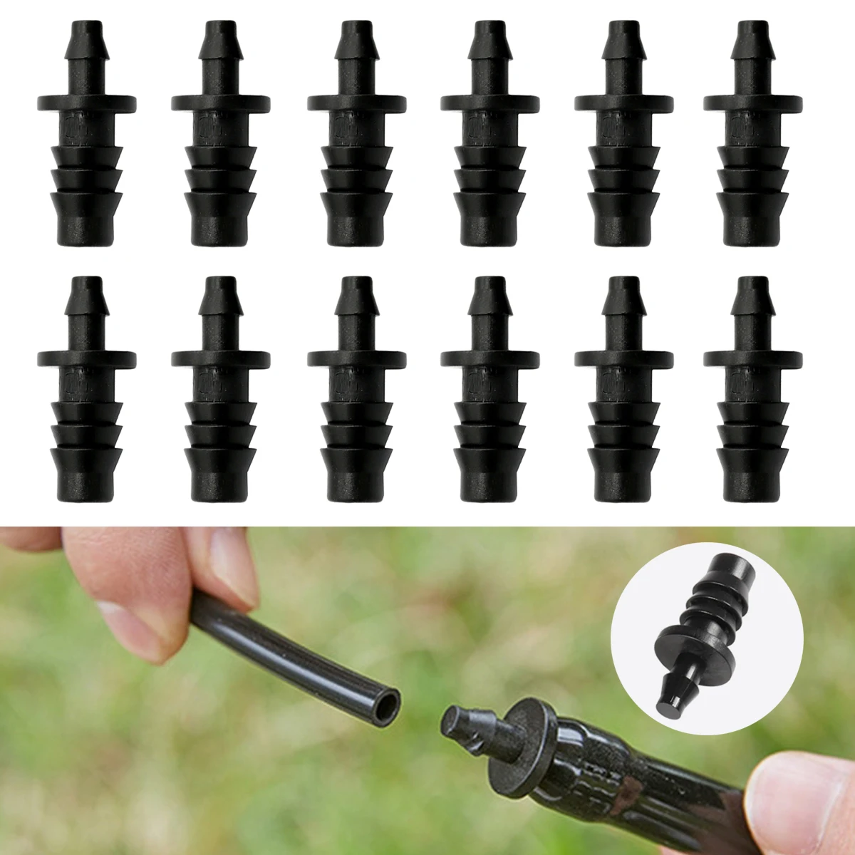 

4/7mm Hose to 8/11mm Hose Waterstop Connectors Multi-Barbed Pipe End Plugs Garden Water Irrigation Tube End Caps 20/50/100Pcs