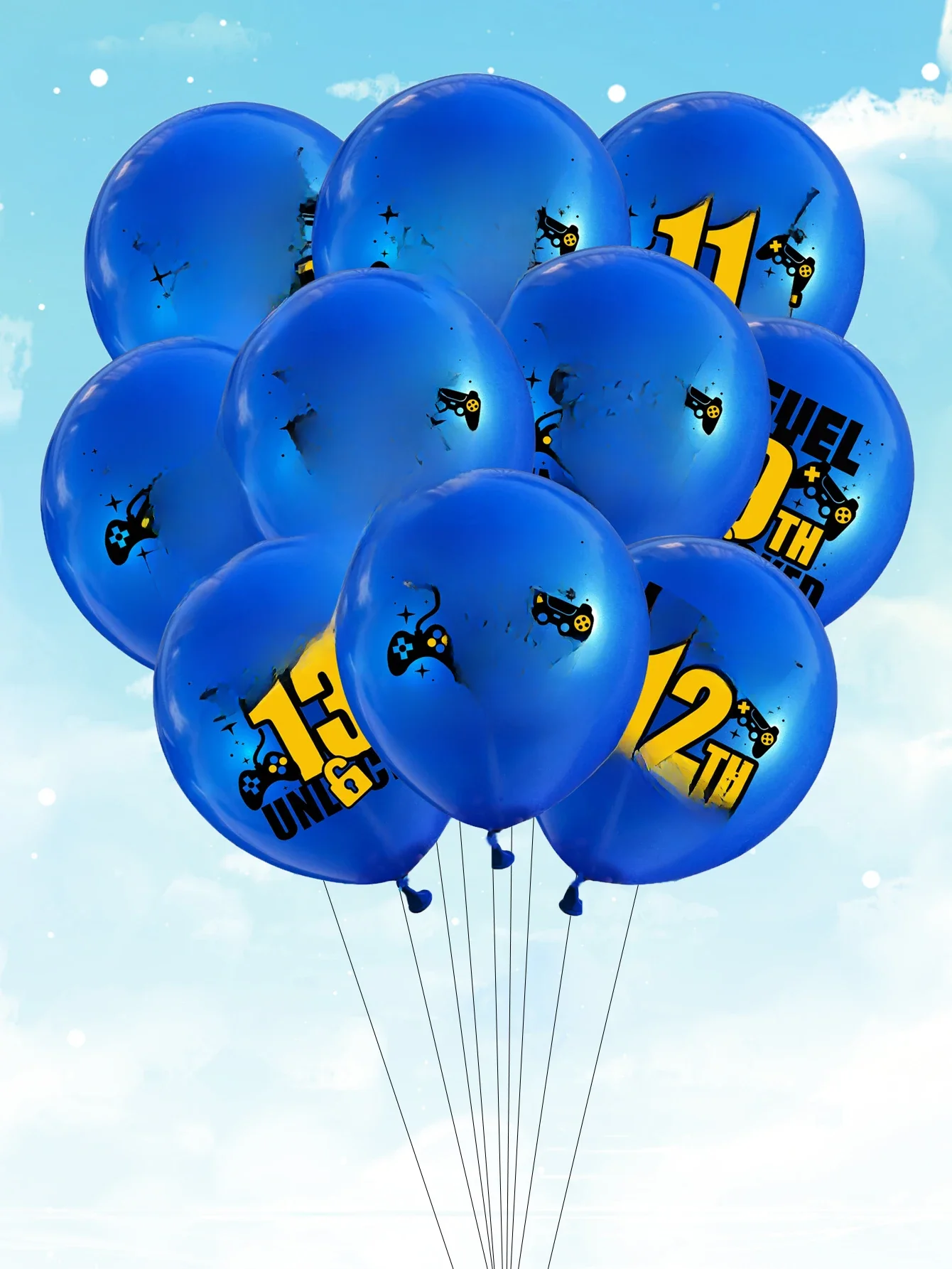 Ballons en Latex avec numéro de manette de jeu bleue de 12 pouces, 10 pièces, jeu de 8e à 13e anniversaire sur figurine, ballon à thème, décorations de fête d'anniversaire