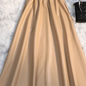 Reachse-Long-Rock klassische weibliche Leder-Leder-PU-PUs mit Gürtel, hohe Taille, Regenschirmröcke, Damen, weibliche Mode, Herbst, Winter, neu 10 Hauptverkauf PU -Rock - №10