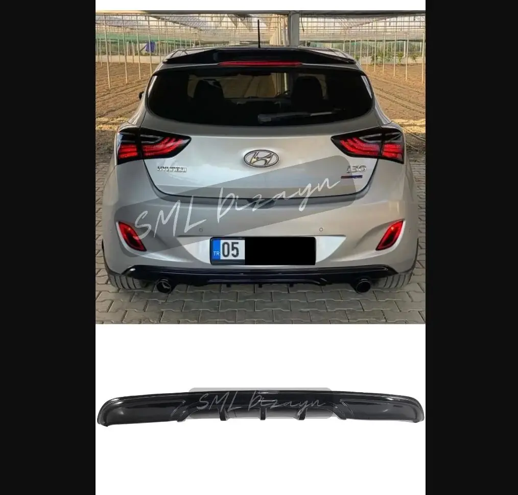 

For Hyundai I30 (2012-2017) Custom Diffuser (plastic) I30 Rear-bumper-diffuser - Chromium styling Accessory Racer Stylish Flaps