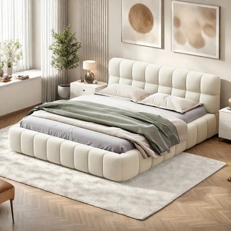 Lit 140x200 - Lit double 140x200 - Lit rembourré avec dossier moelleux - Lit adulte style SK