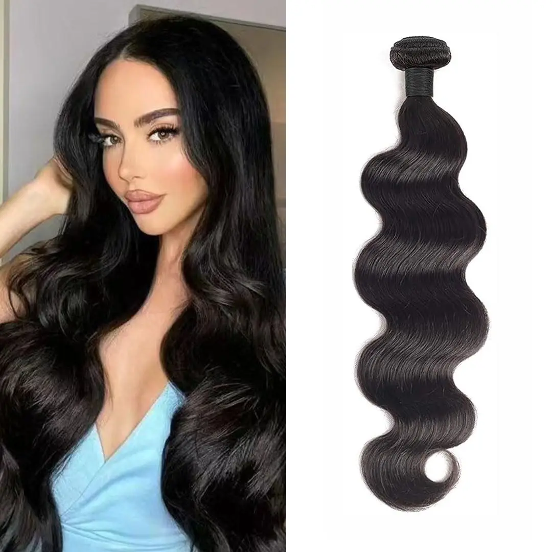 Body Wave Bundle Human Hair 1 Bundles 100% Unprocessed Brazilian Virgin Hair Bundles Extensions Double Weft Natural Black Color