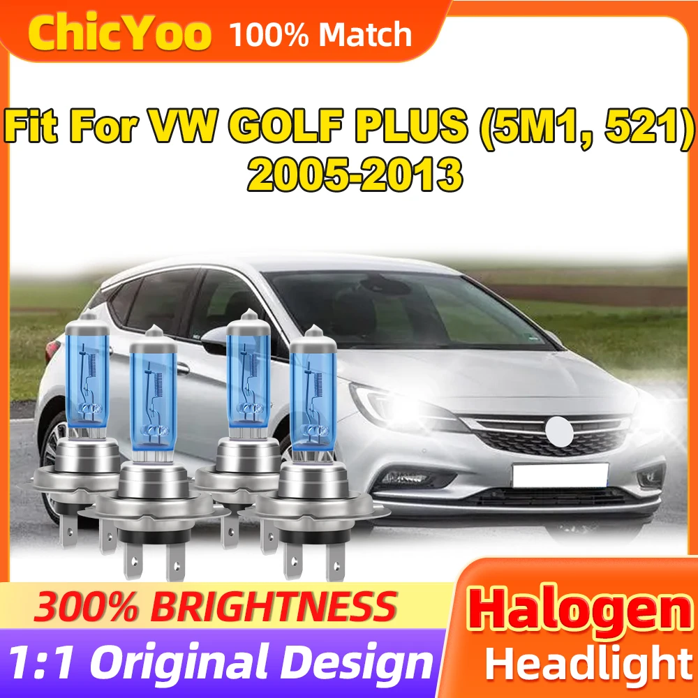 

Fit For VW GOLF PLUS (5M1, 521) 2005-2010 2011 2012 2013 24000LM Car Halogen Headlights 200W Turbo Auto Lamps 6000K White 12V