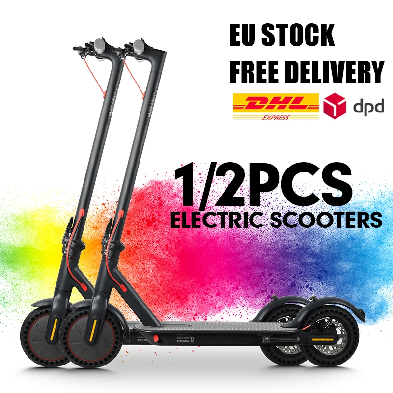 1/2 piezas de patinete eléctrico de 350W para adultos y adolescentes, alcance máximo de 30 km, velocidad máxima de 30 km/h, control por aplicación, freno electrónico + freno de disco, luz LED