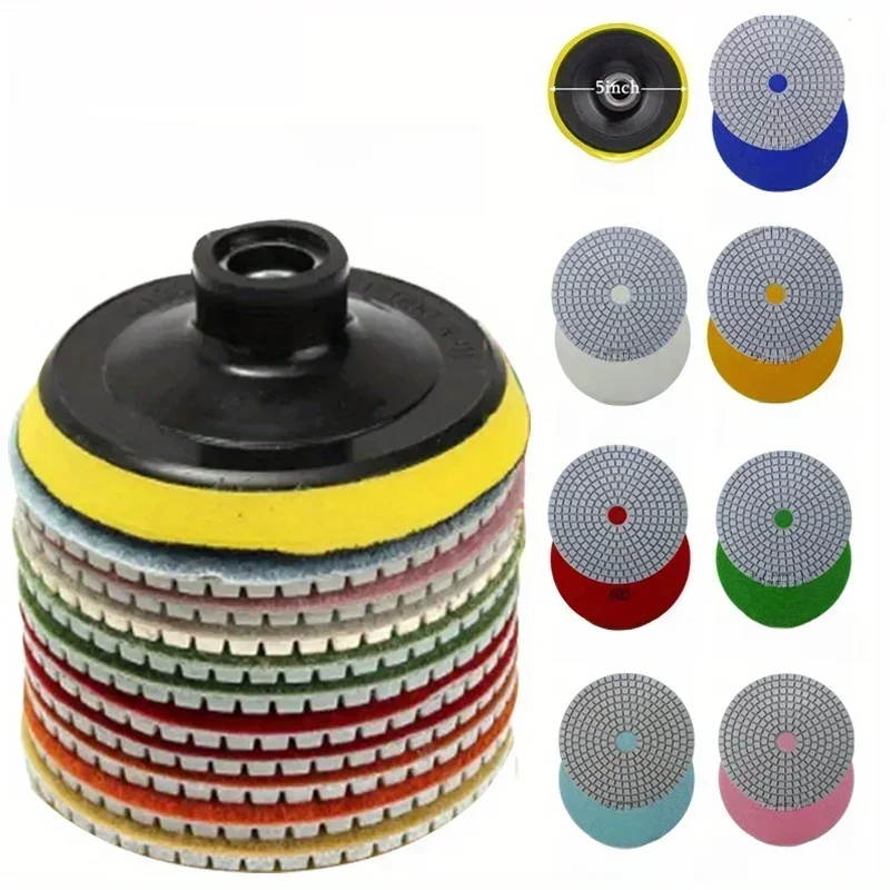 4 100mm 8pcs conjunto de almofada de polimento, uso molhado e seco, para granito, concreto,