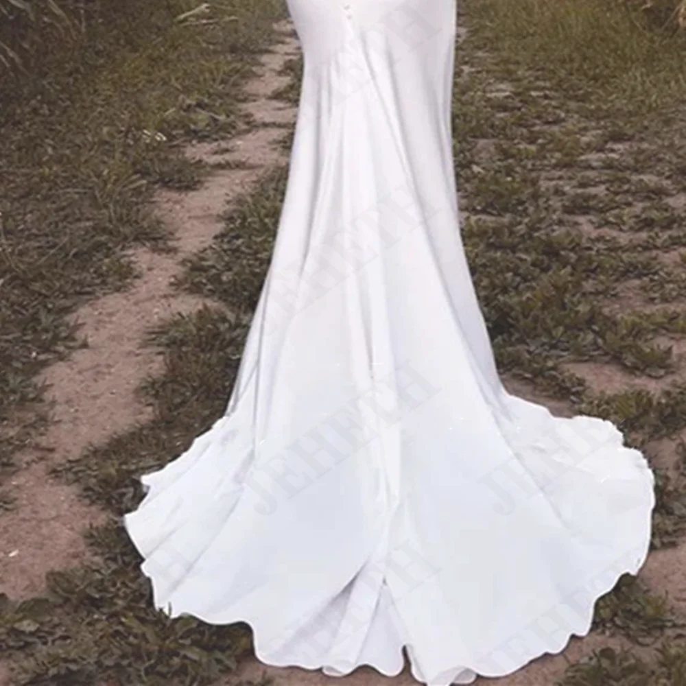 JEHETH vestido de novia de estilo Simple con cremallera trasera, vestido de novia plisado con Espalda descubierta, largo hasta el suelo, hombros descubiertos, abertura alta