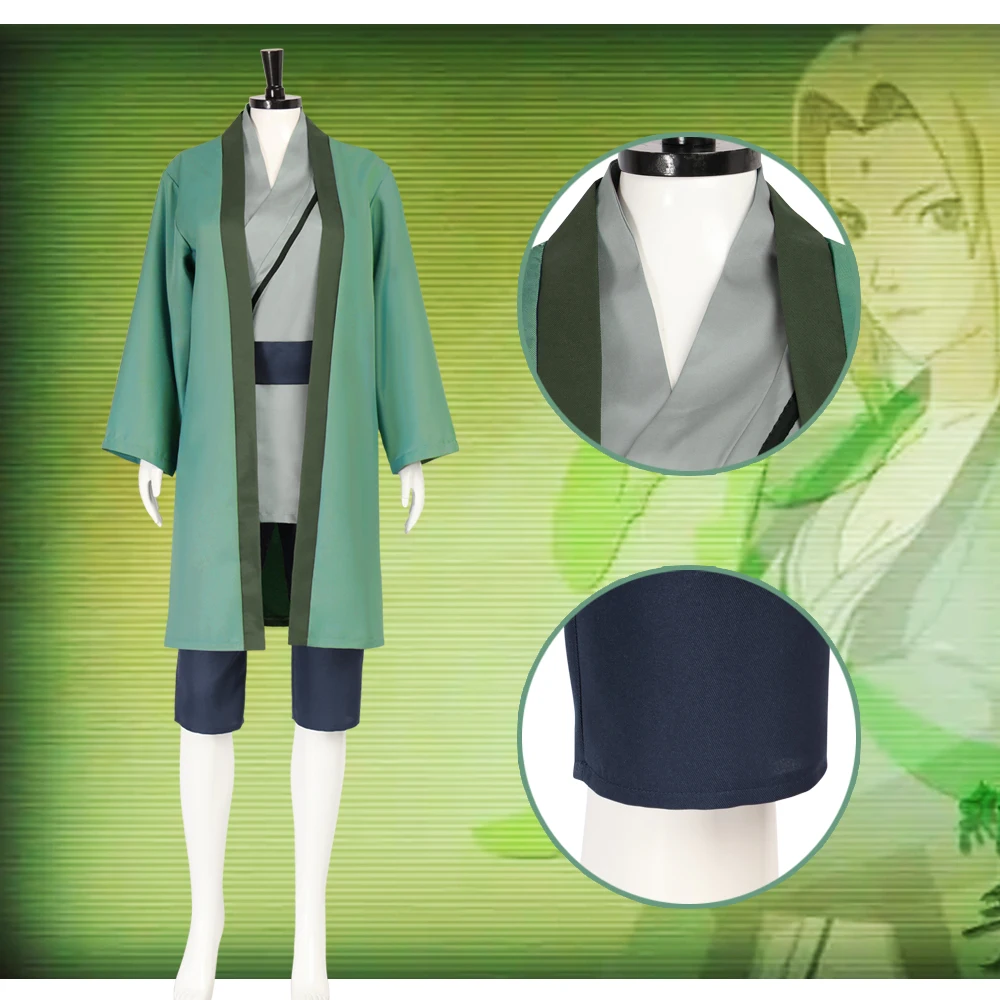 Tsunade Cosplay Costume Green Women Kimono Set Sexy Ninja Outfit Halloween Anime Character Suit for Party or Cosplay