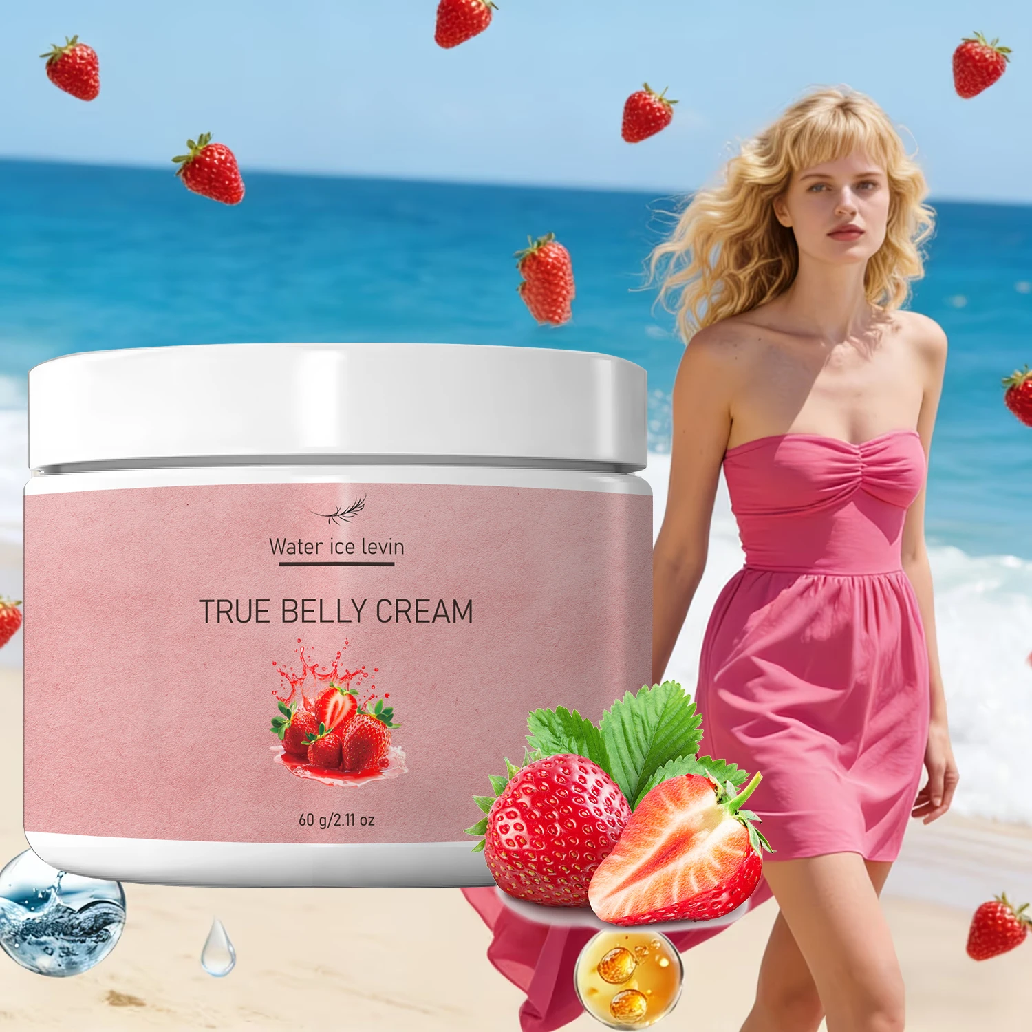 Water Ice Levin True Belly Cream 60g Retinol Collagen Hyaluronate Moisturizing Firming Body Cream For Abdomen Skin Care