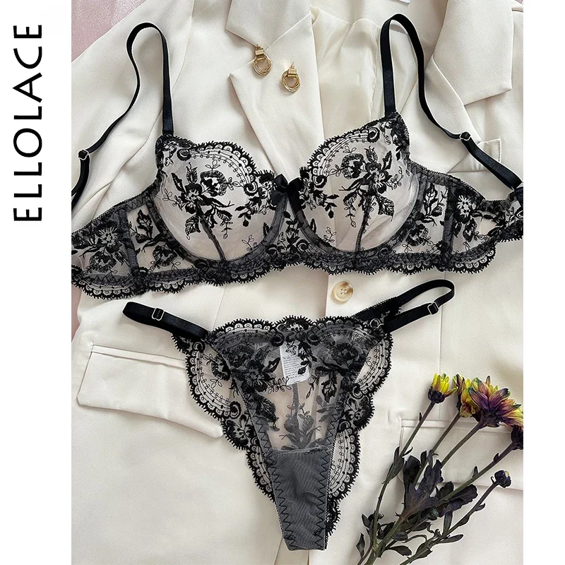 Ellolace ausgefallene Dessous Spitze Stickerei Fee nahtlose Tüll Unterwäsche sehen durch exotische