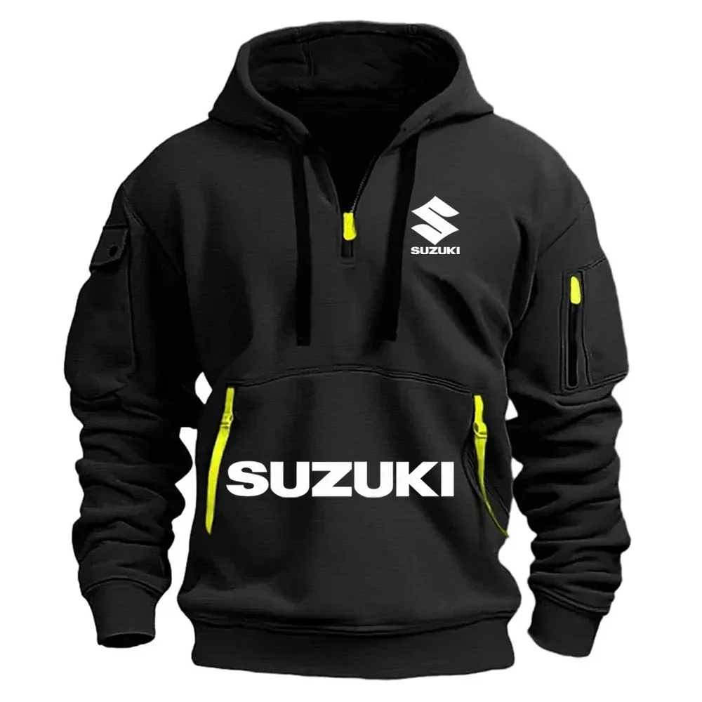 Sweat à capuche demi-zip pour hommes Suzuki Motorcycle Racing Team, sweat-shirt pour hommes printemps/automne, nouveau pull décontracté, vêtements de moto, 2026