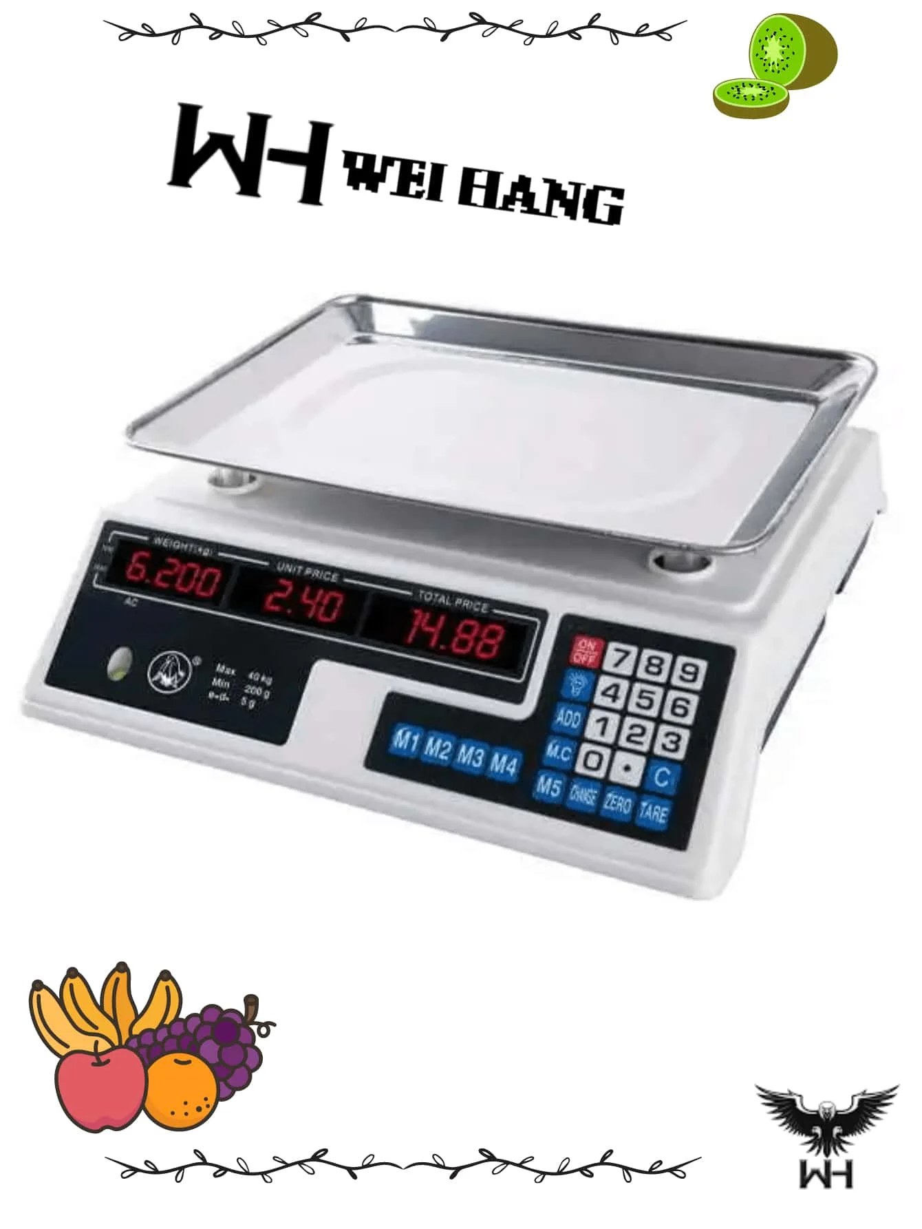 Báscula Digital Comercial 40kg, Electrodomésticos para la Cocina, Herramienta de Medición