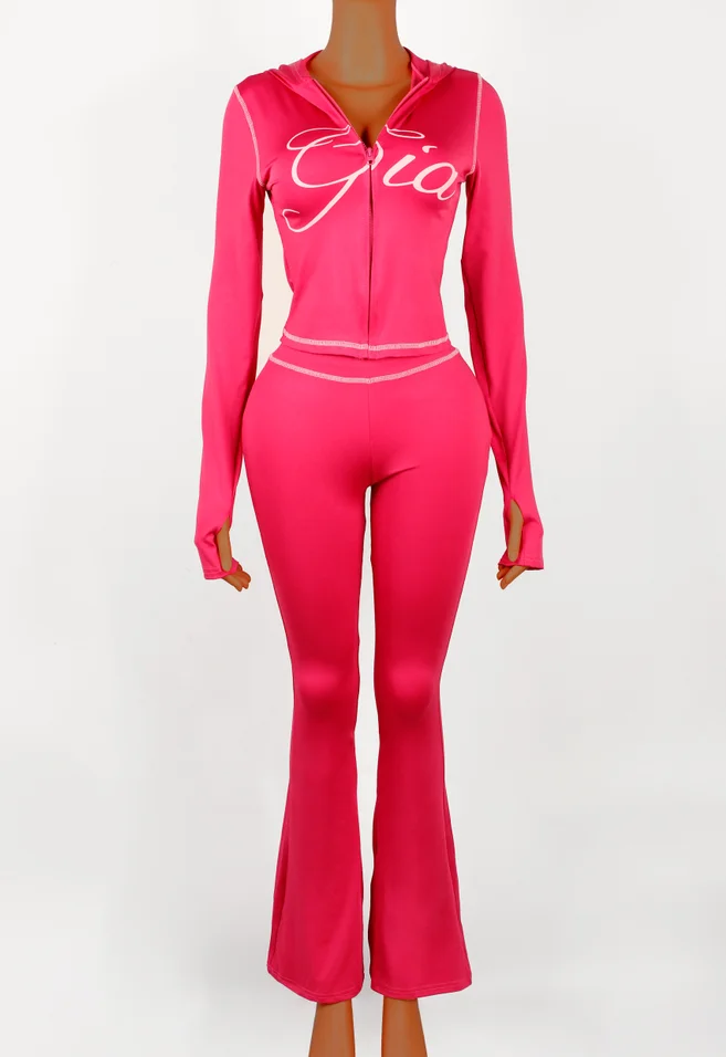 الربيع والخريف طباعة 2 قطعة مجموعة السببية الشارع ملابس النساء Y2K موضة كم طويل البريدي مقنعين المحاصيل القمم