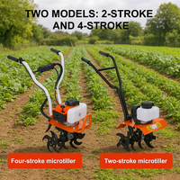 Mini Rotary Tillers Cultivator Gas-Powered Micro Cultivator Multi-function Rotary Tiller Machinery Agricultural Garden Tools