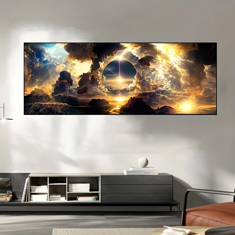 Modern Abstract Art Sky, Baiyun Mountains and Rivers Canvas Painting Bedroom Ideal Gift Wall Art Room Decoration Picture Printed