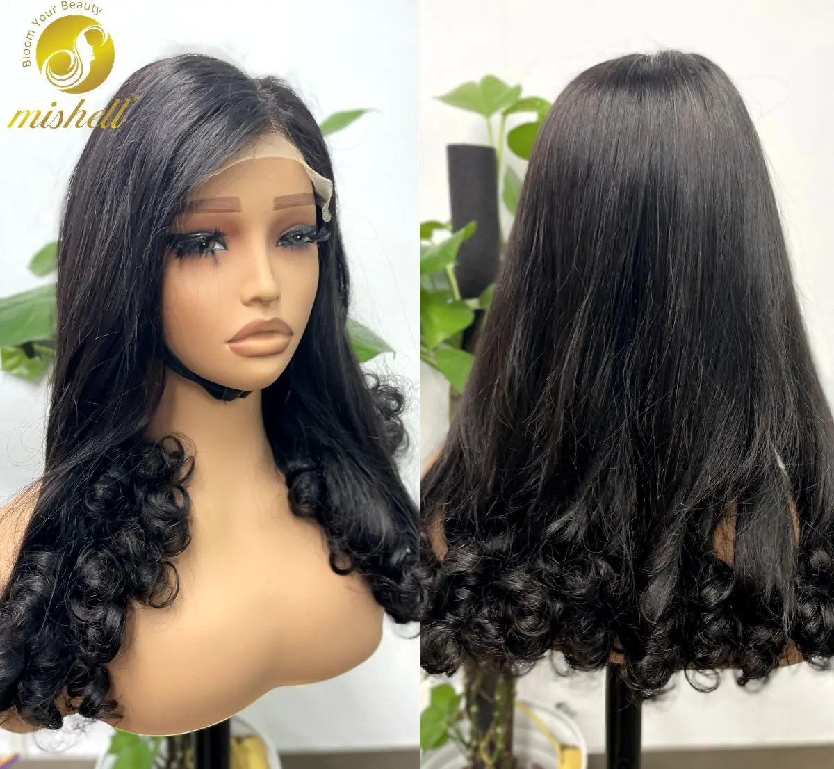 5x5 Transparent Lace Closure Vietnamese Virgin Human Hair Wigs with Curly Ends Double Drawn Natual Wavy Curly Wigs for Women